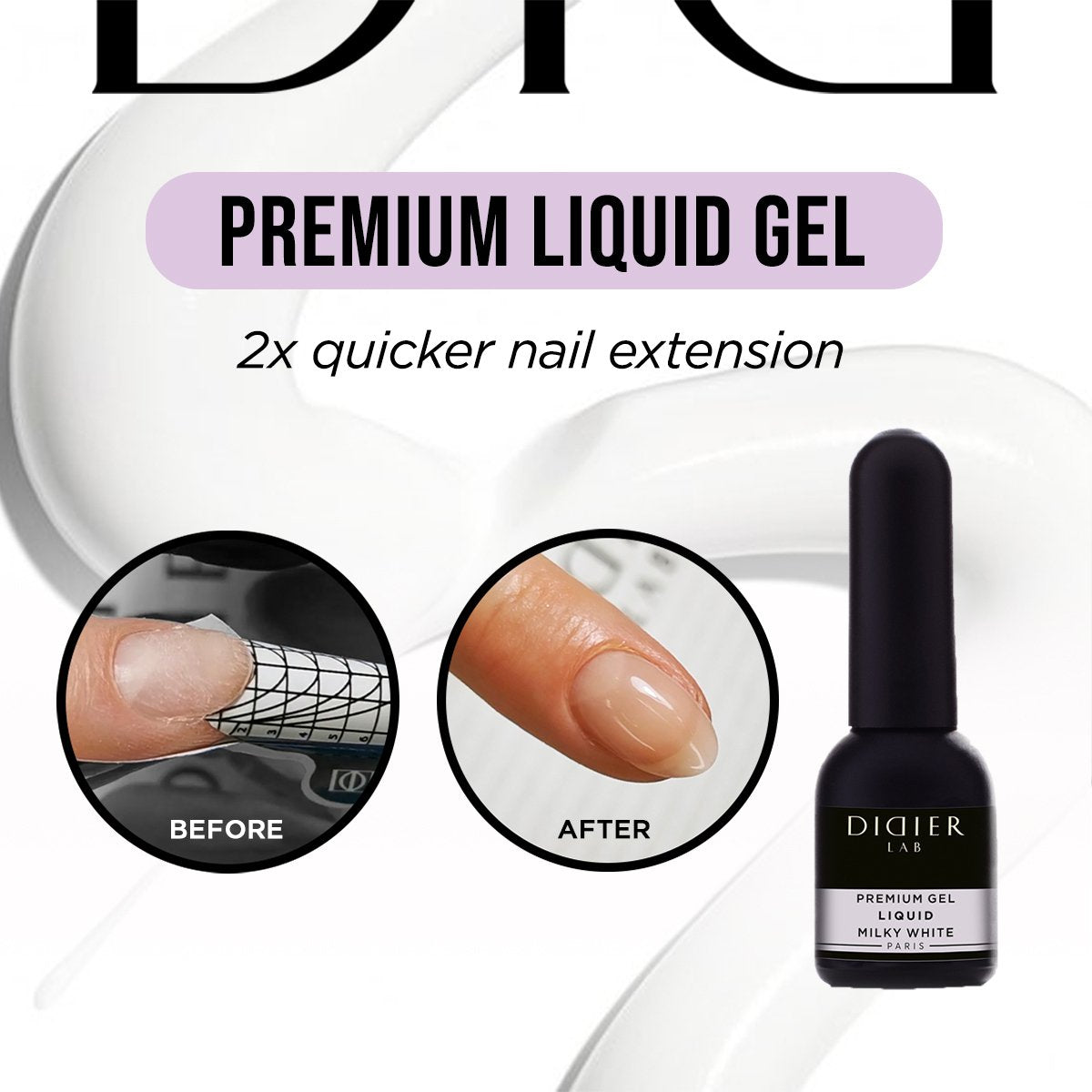 Gel líquido premium "Didier Lab", vidrio rosa, 0.34 fl.oz / 10 ml