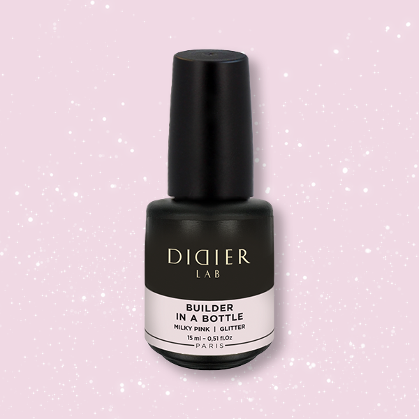 "Didier Lab" Builder Gel In A Bottle, Milky Pink Glitter, 15ML