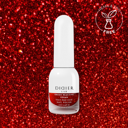 Esmalte de uñas vegano reactivo verde "Didier Lab", coral latido del corazón, 10ml